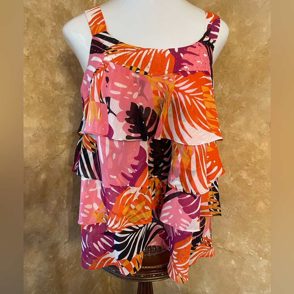 Lane Bryant Multicolor Tropical Tank Top